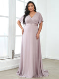 Custom Size Flutter Sleeves Chiffon Empire Waist Bridesmaid Dress Evening Mother of the Bride Dresses