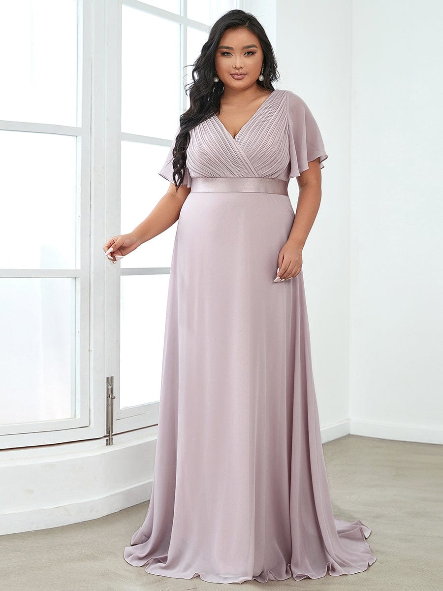 Custom Size Flutter Sleeves Chiffon Empire Waist Bridesmaid Dress Evening Mother of the Bride Dresses