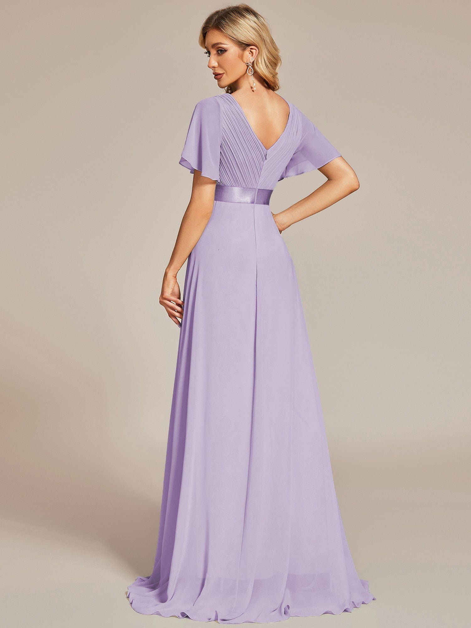 Custom Size Flutter Sleeves Chiffon Empire Waist Bridesmaid Dress Evening Mother of the Bride Dresses