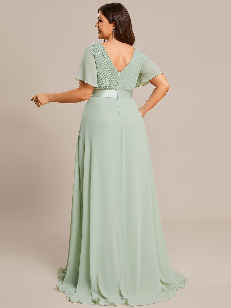 Custom Size Flutter Sleeves Chiffon Empire Waist Bridesmaid Dress Evening Mother of the Bride Dresses