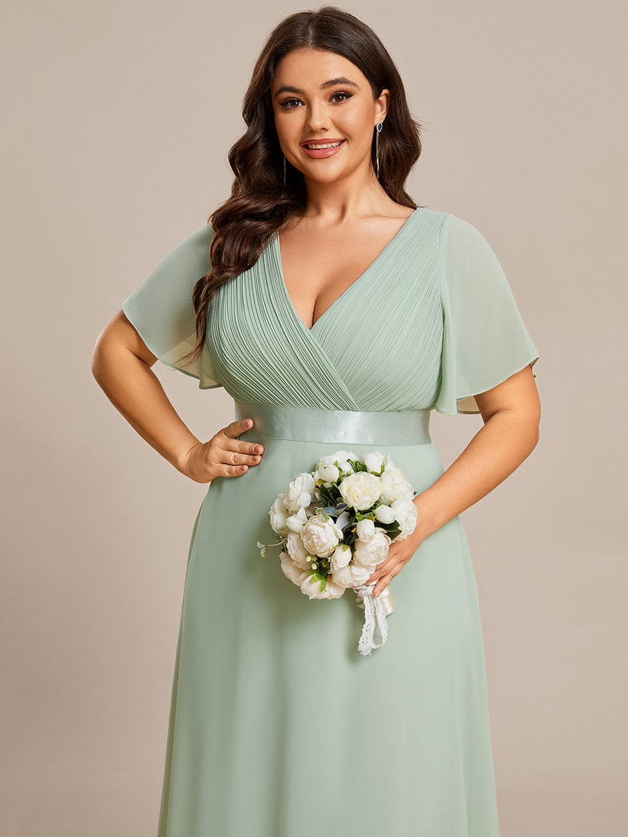 Custom Size Flutter Sleeves Chiffon Empire Waist Bridesmaid Dress Evening Mother of the Bride Dresses