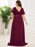 Custom Size Flutter Sleeves Chiffon Empire Waist Bridesmaid Dress Evening Mother of the Bride Dresses