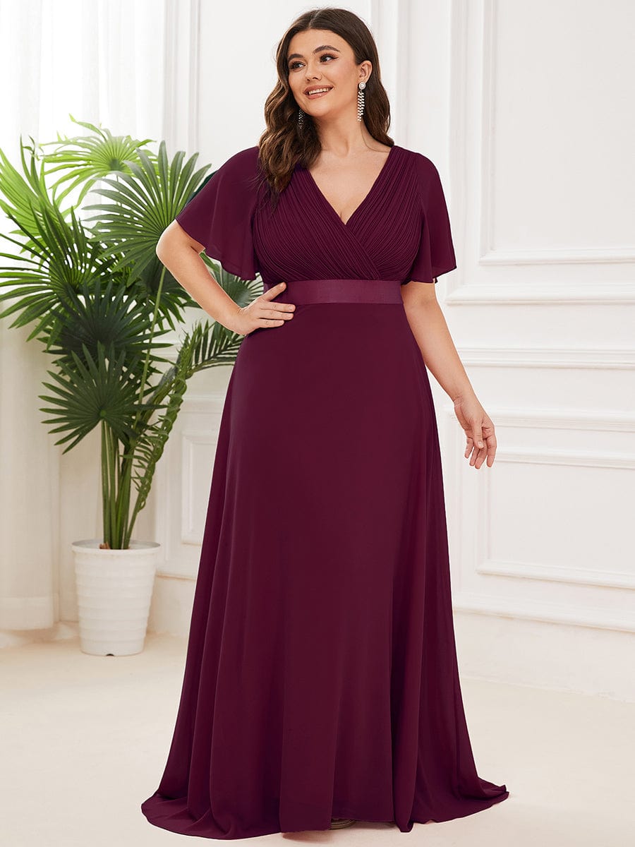 Custom Size Flutter Sleeves Chiffon Empire Waist Bridesmaid Dress Evening Mother of the Bride Dresses