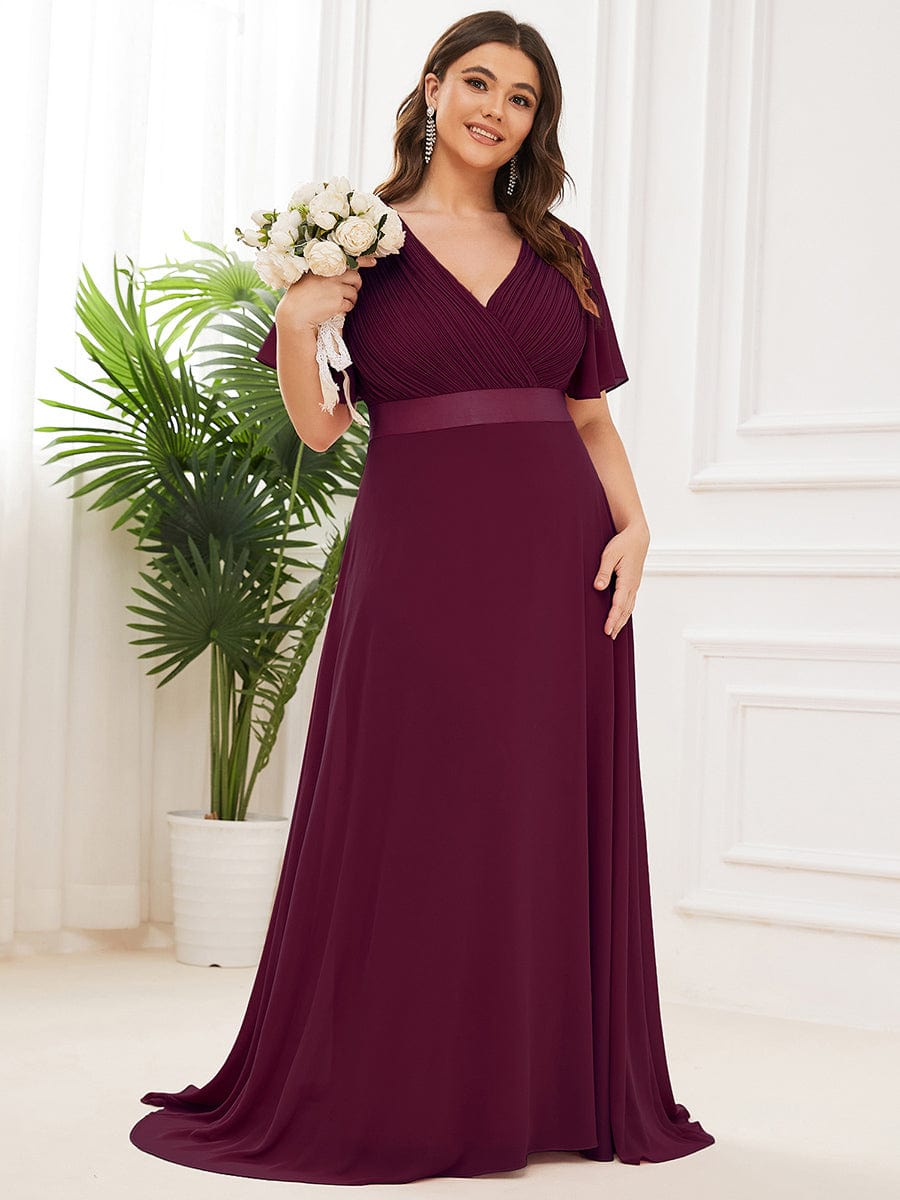 Custom Size Flutter Sleeves Chiffon Empire Waist Bridesmaid Dress Evening Mother of the Bride Dresses