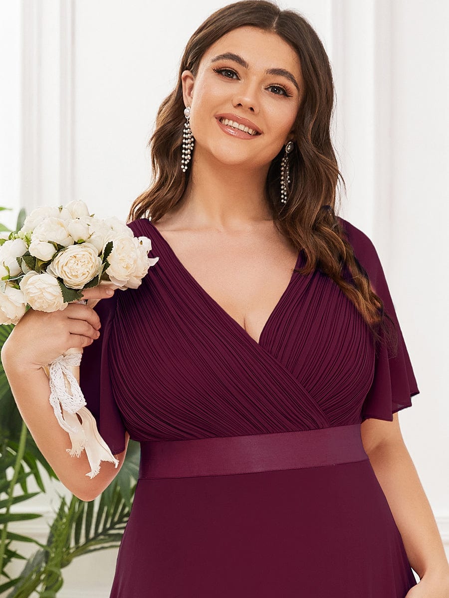 Custom Size Flutter Sleeves Chiffon Empire Waist Bridesmaid Dress Evening Mother of the Bride Dresses