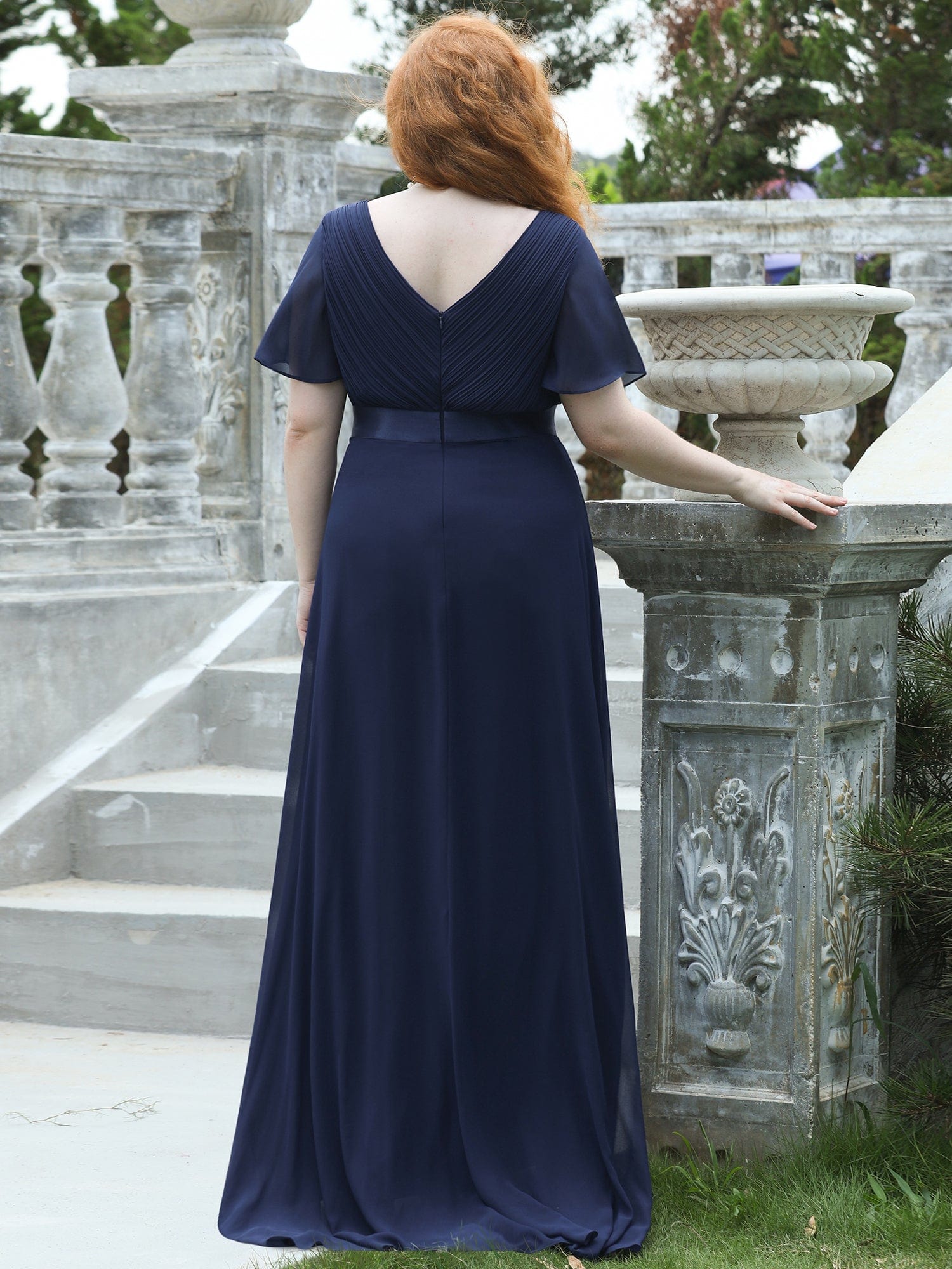 Custom Size Flutter Sleeves Chiffon Empire Waist Bridesmaid Dress Evening Mother of the Bride Dresses