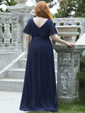 Custom Size Flutter Sleeves Chiffon Empire Waist Bridesmaid Dress Evening Mother of the Bride Dresses