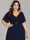Custom Size Flutter Sleeves Chiffon Empire Waist Bridesmaid Dress Evening Mother of the Bride Dresses