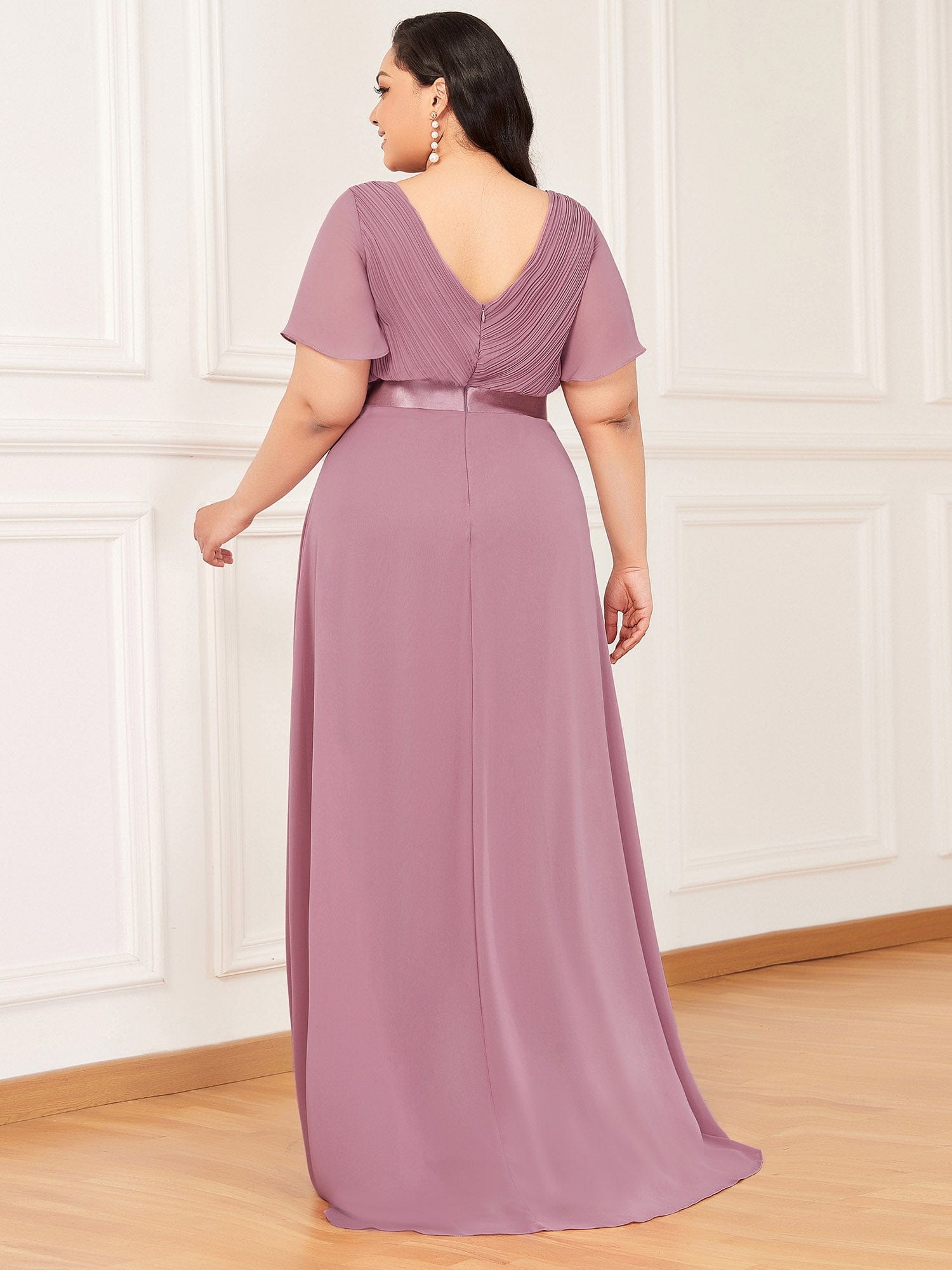 Custom Size Flutter Sleeves Chiffon Empire Waist Bridesmaid Dress Evening Mother of the Bride Dresses