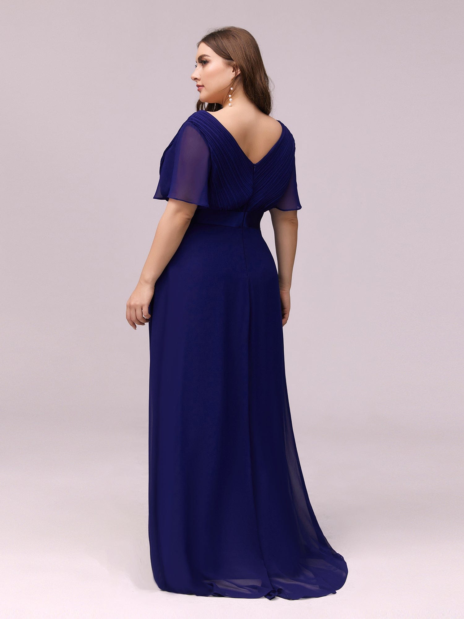 Custom Size Flutter Sleeves Chiffon Empire Waist Bridesmaid Dress Evening Mother of the Bride Dresses