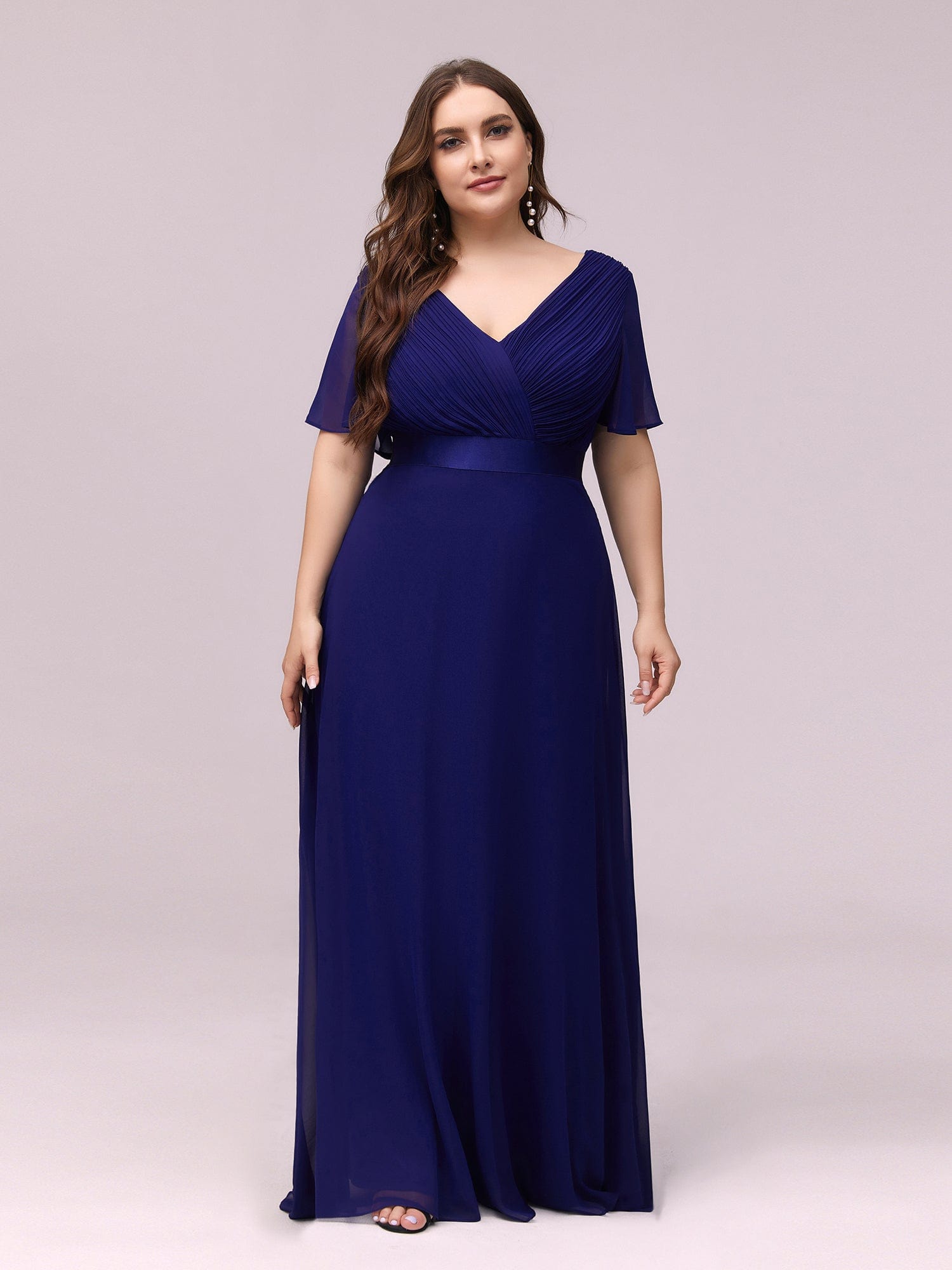 Custom Size Flutter Sleeves Chiffon Empire Waist Bridesmaid Dress Evening Mother of the Bride Dresses
