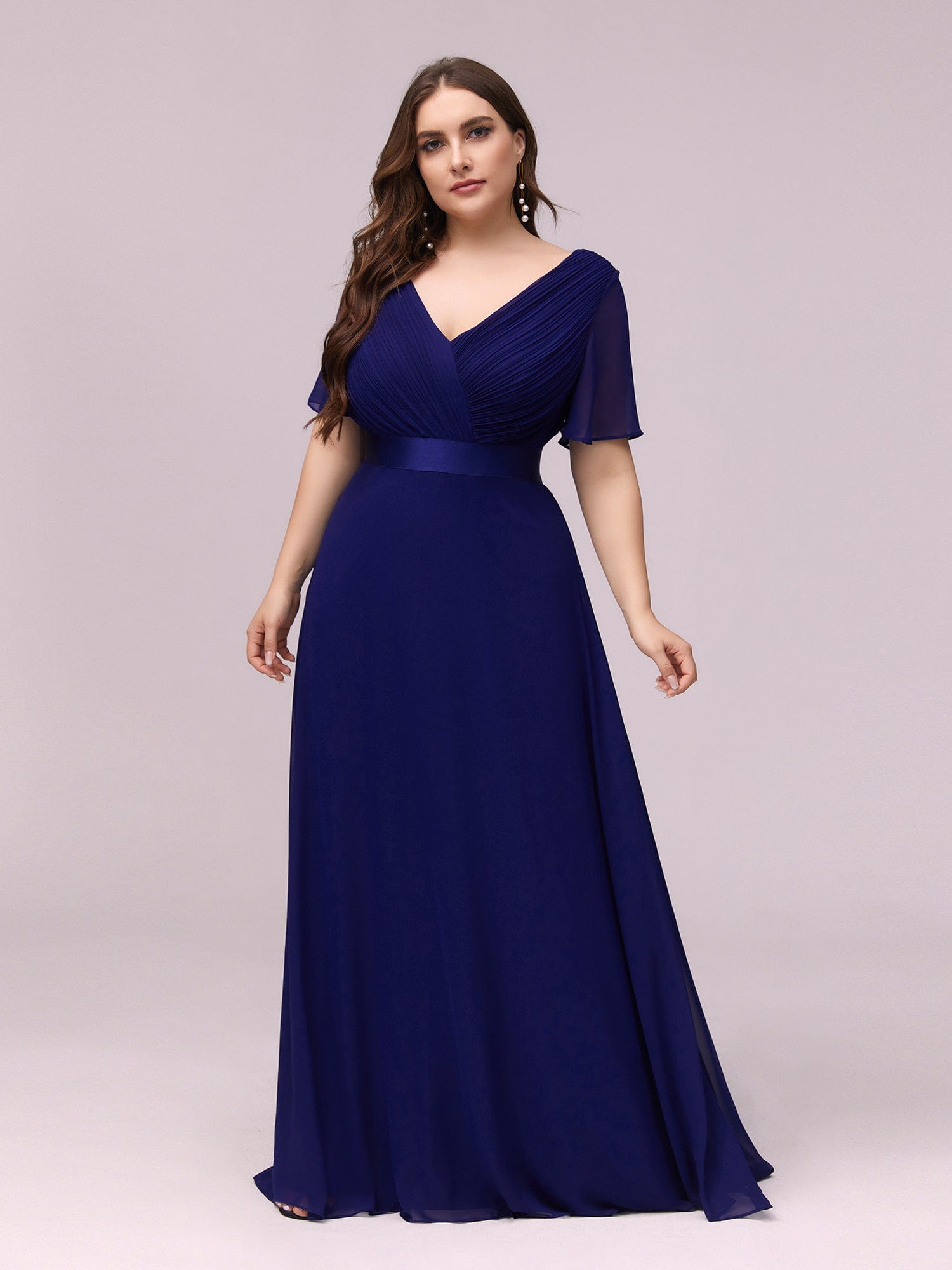 Custom Size Flutter Sleeves Chiffon Empire Waist Bridesmaid Dress Evening Mother of the Bride Dresses