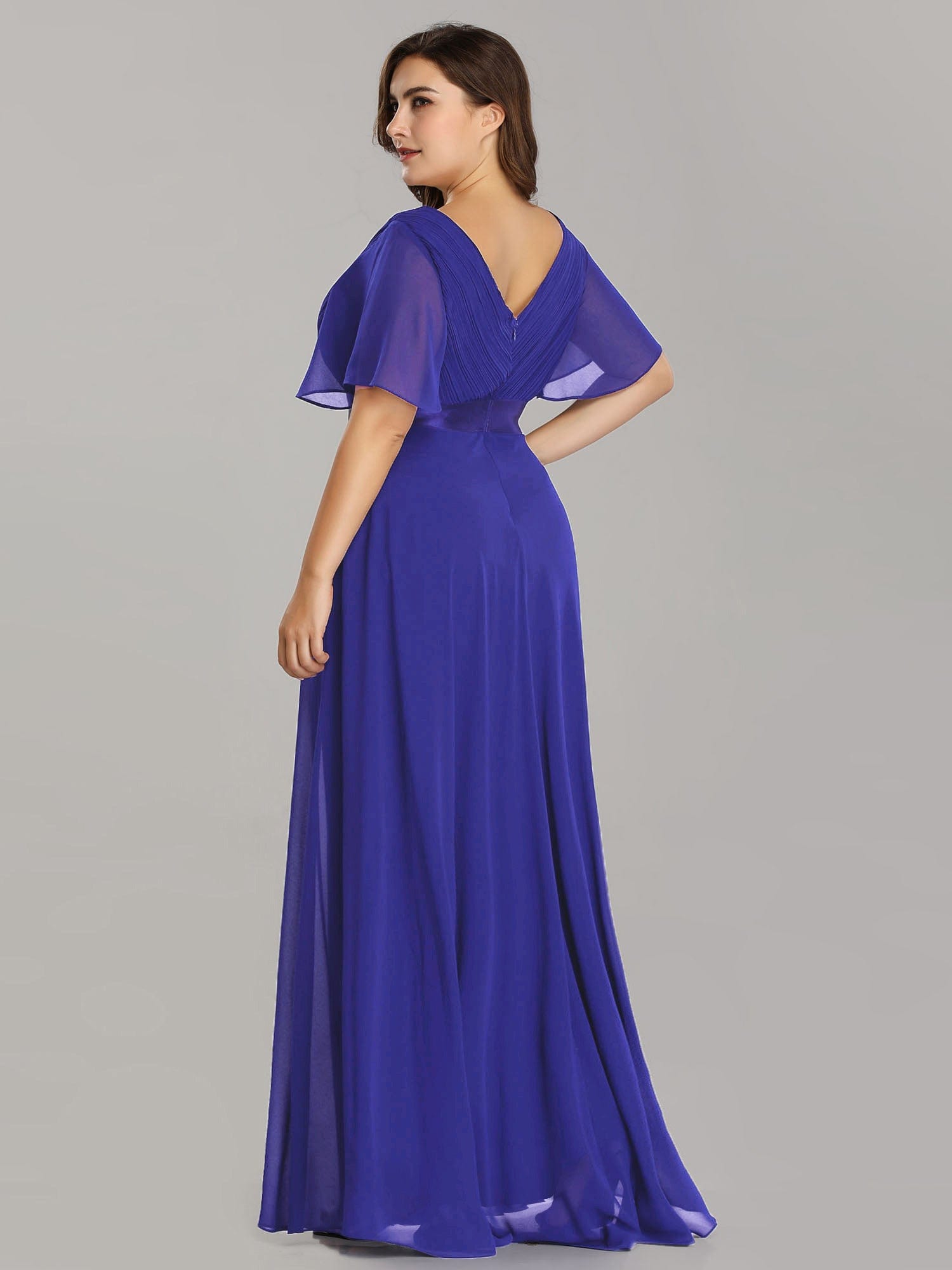 Custom Size Flutter Sleeves Chiffon Empire Waist Bridesmaid Dress Evening Mother of the Bride Dresses