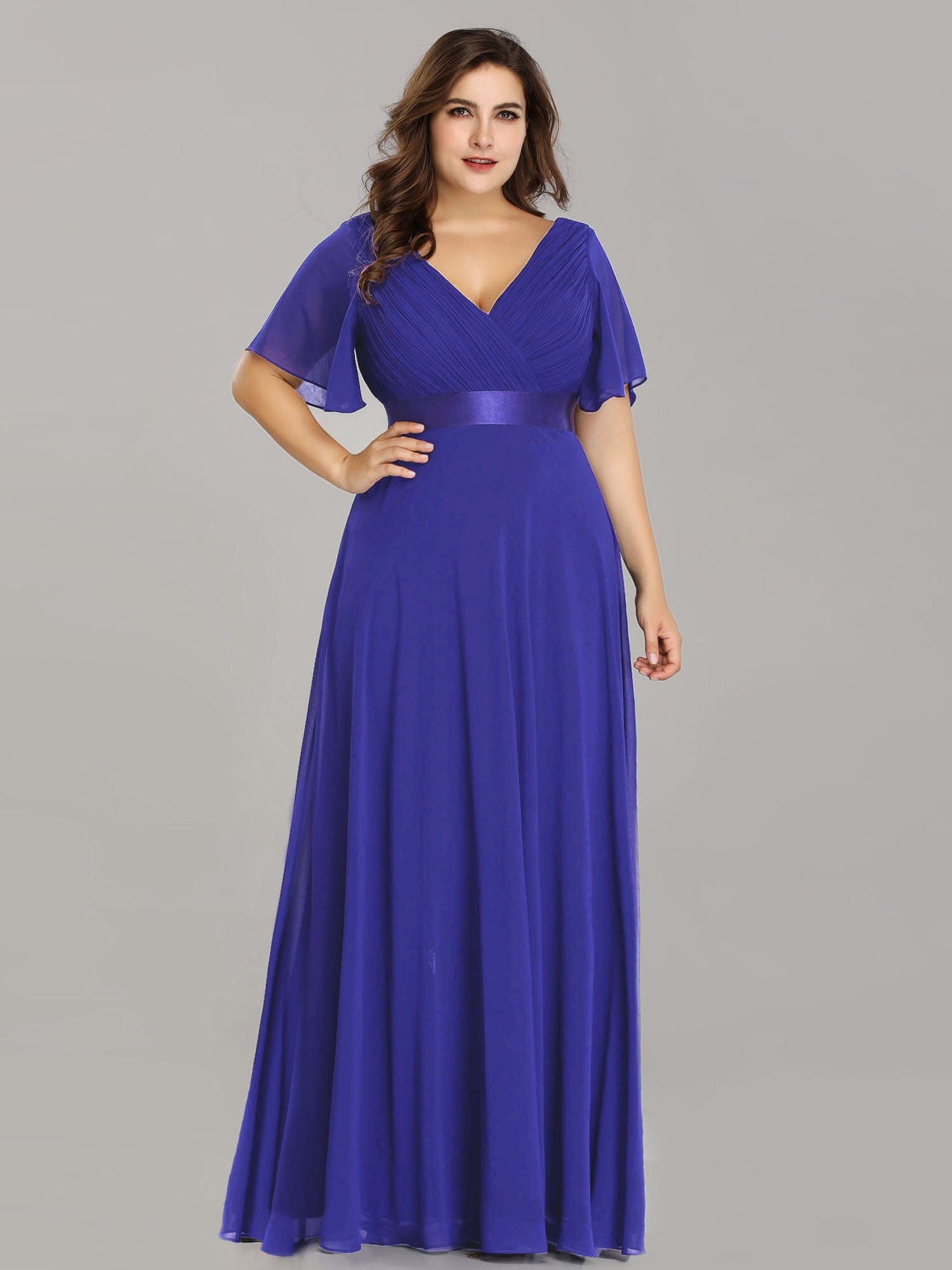 Custom Size Flutter Sleeves Chiffon Empire Waist Bridesmaid Dress Evening Mother of the Bride Dresses