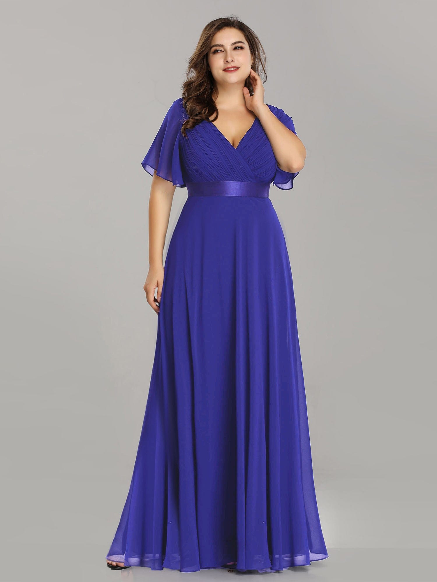 Custom Size Flutter Sleeves Chiffon Empire Waist Bridesmaid Dress Evening Mother of the Bride Dresses