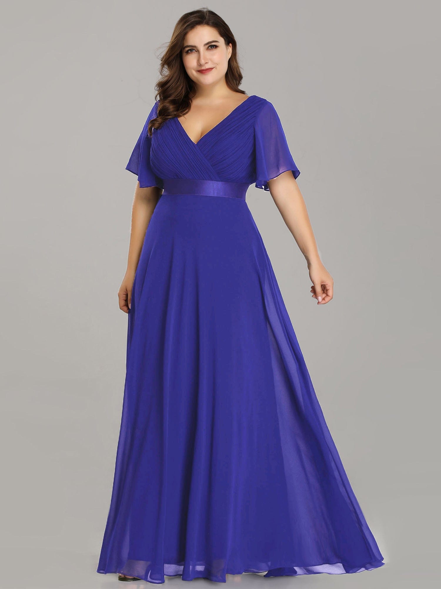 Custom Size Flutter Sleeves Chiffon Empire Waist Bridesmaid Dress Evening Mother of the Bride Dresses
