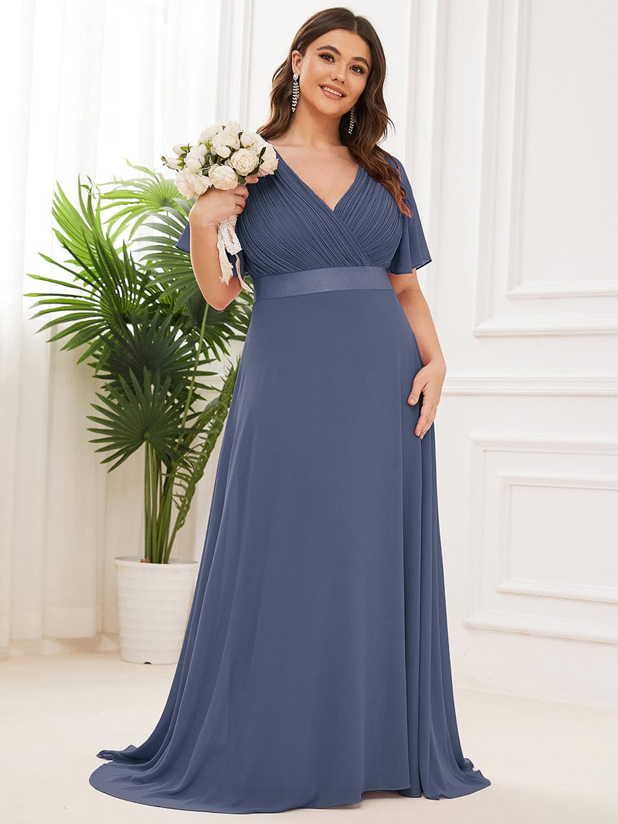Custom Size Flutter Sleeves Chiffon Empire Waist Bridesmaid Dress Evening Mother of the Bride Dresses
