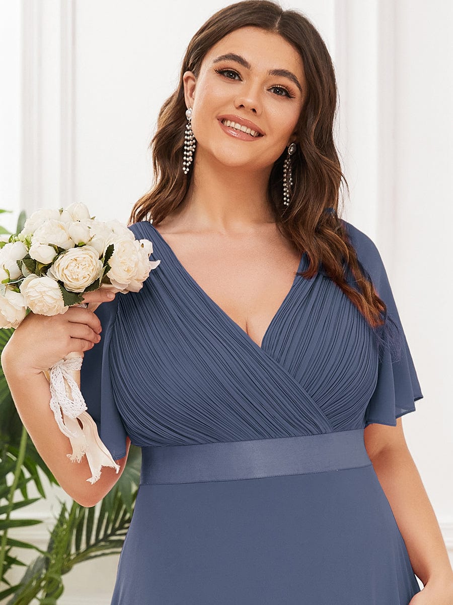 Custom Size Flutter Sleeves Chiffon Empire Waist Bridesmaid Dress Evening Mother of the Bride Dresses