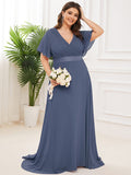 Custom Size Flutter Sleeves Chiffon Empire Waist Bridesmaid Dress Evening Mother of the Bride Dresses