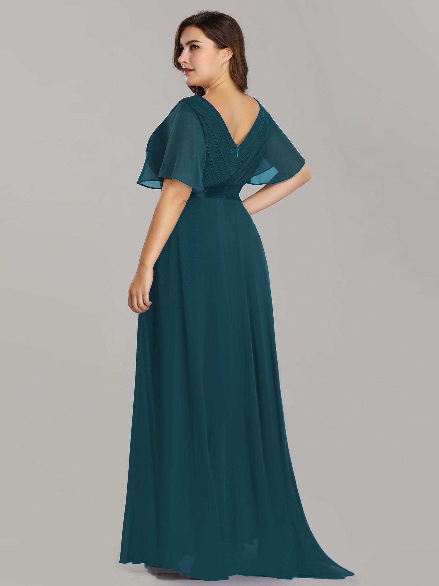 Custom Size Flutter Sleeves Chiffon Empire Waist Bridesmaid Dress Evening Mother of the Bride Dresses
