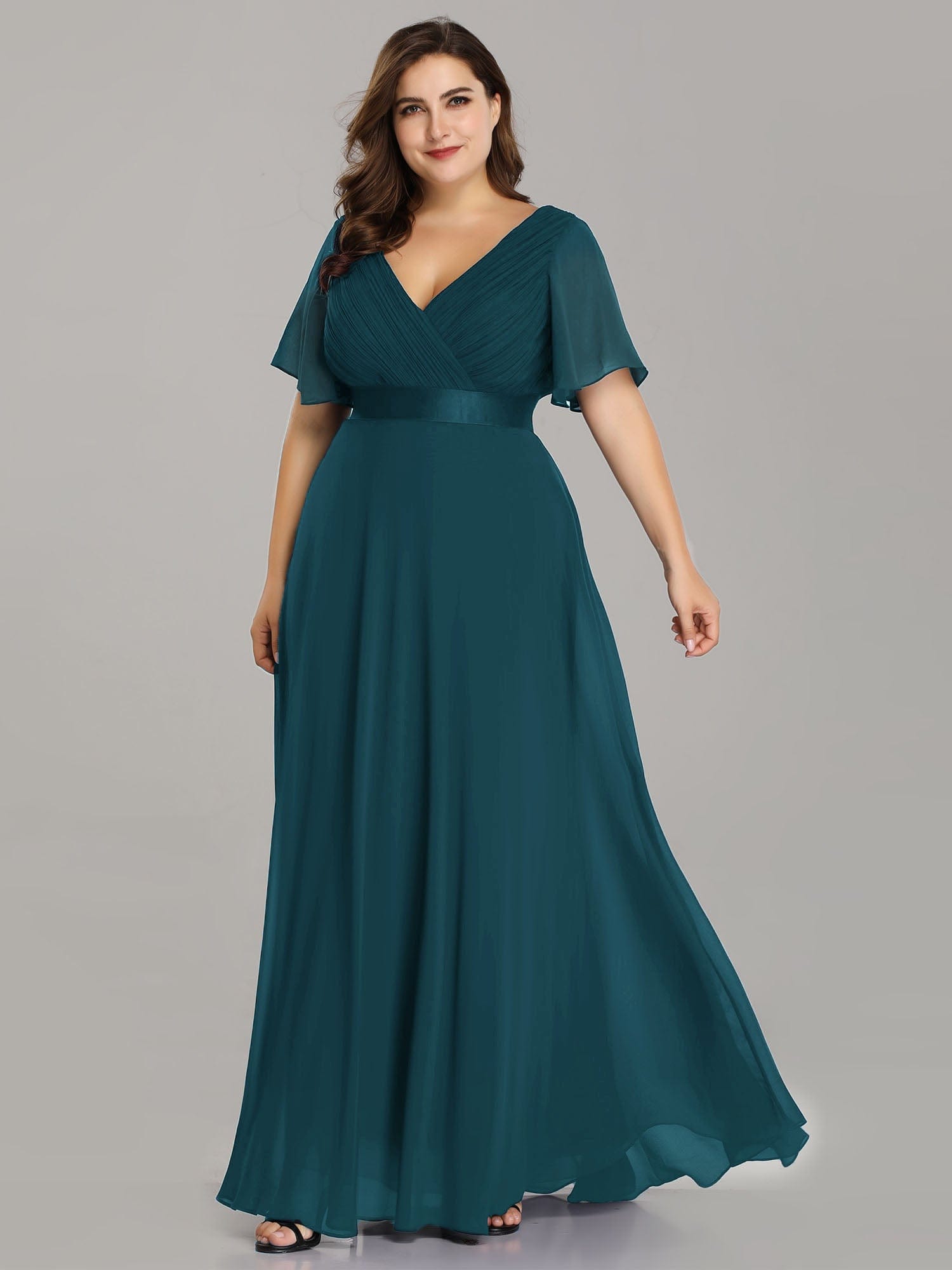 Custom Size Flutter Sleeves Chiffon Empire Waist Bridesmaid Dress Evening Mother of the Bride Dresses