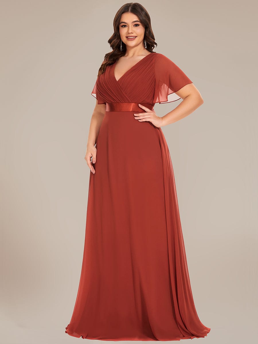 Custom Size Flutter Sleeves Chiffon Empire Waist Bridesmaid Dress Evening Mother of the Bride Dresses