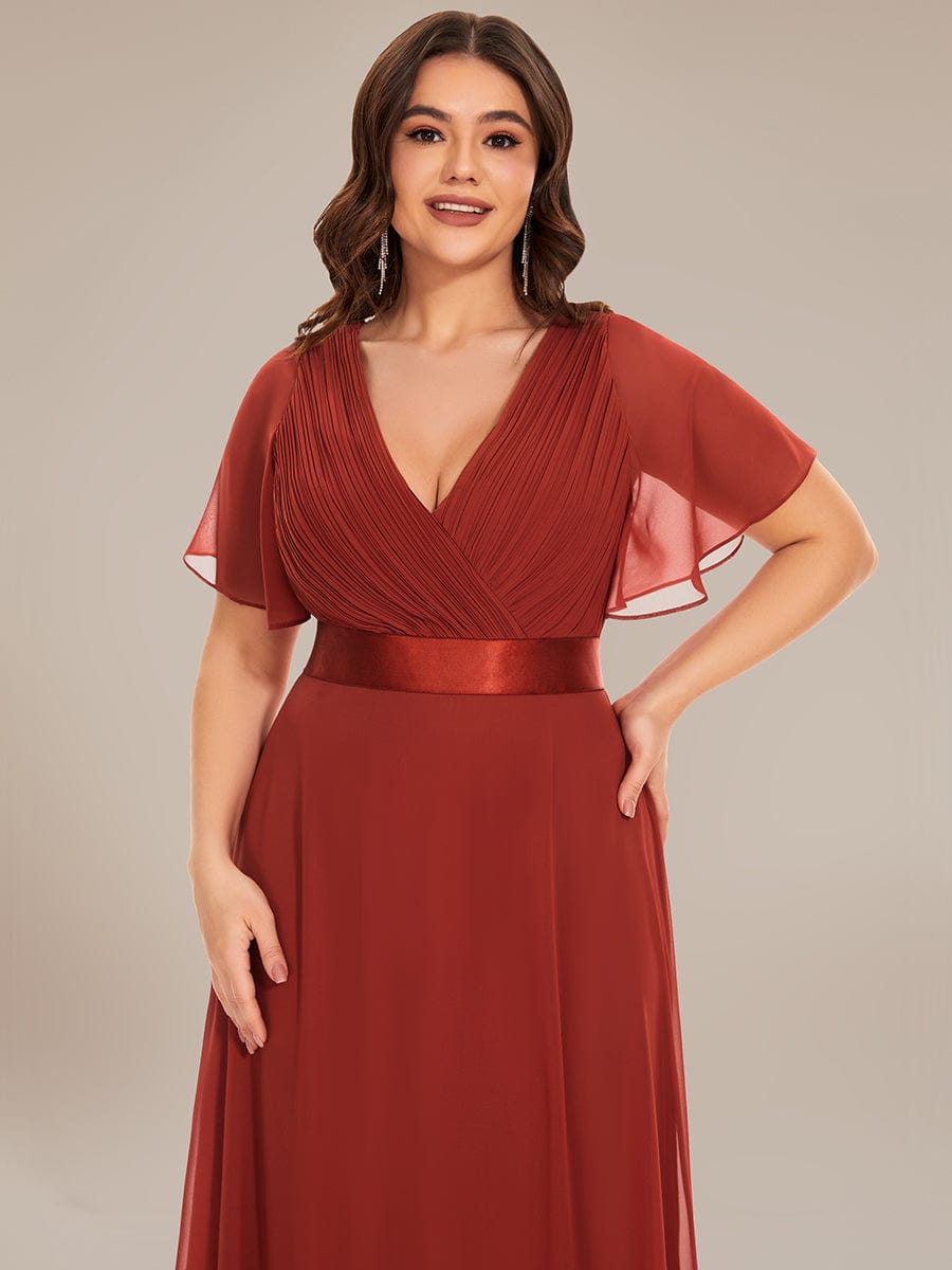 Custom Size Flutter Sleeves Chiffon Empire Waist Bridesmaid Dress Evening Mother of the Bride Dresses
