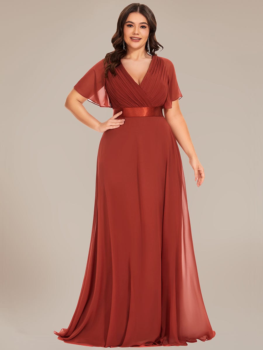 Custom Size Flutter Sleeves Chiffon Empire Waist Bridesmaid Dress Evening Mother of the Bride Dresses