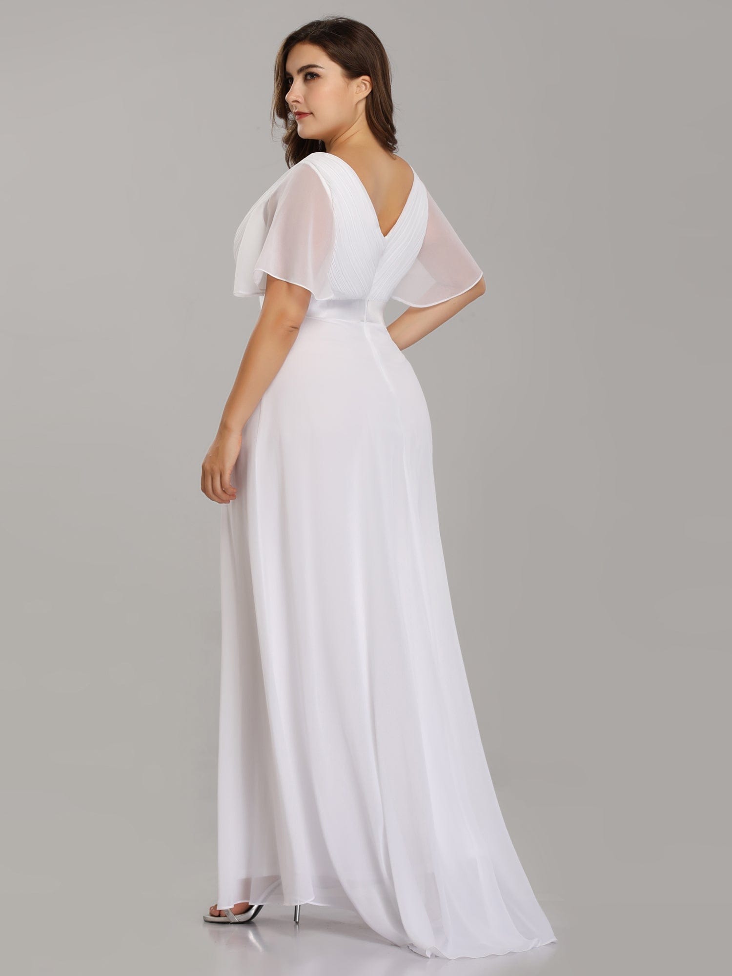 Custom Size Flutter Sleeves Chiffon Empire Waist Bridesmaid Dress Evening Mother of the Bride Dresses