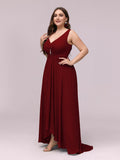 Benutzerdefinierte Größe V-Ausschnitt High-Low Chiffon Abend Party Kleid Damen Ballkleider