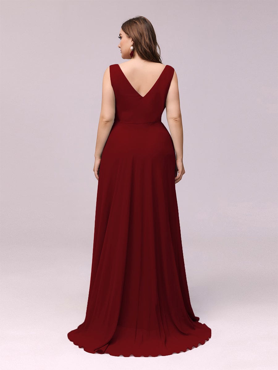 Benutzerdefinierte Größe V-Ausschnitt High-Low Chiffon Abend Party Kleid Damen Ballkleider