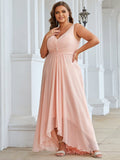 Benutzerdefinierte Größe V-Ausschnitt High-Low Chiffon Abend Party Kleid Damen Ballkleider