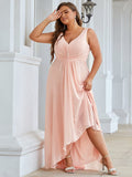 Benutzerdefinierte Größe V-Ausschnitt High-Low Chiffon Abend Party Kleid Damen Ballkleider