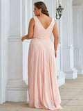 Benutzerdefinierte Größe V-Ausschnitt High-Low Chiffon Abend Party Kleid Damen Ballkleider