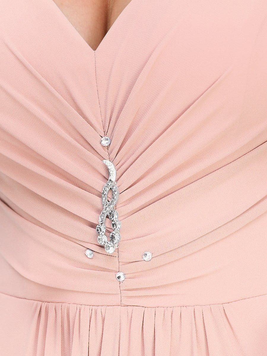 Benutzerdefinierte Größe V-Ausschnitt High-Low Chiffon Abend Party Kleid Damen Ballkleider