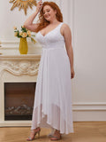 Benutzerdefinierte Größe V-Ausschnitt High-Low Chiffon Abend Party Kleid Damen Ballkleider