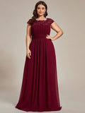 Vestido de dama de honor elegante, largo, de encaje, con mangas cortas, talla personalizada, vestidos de noche formales