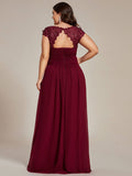 Vestido de dama de honor elegante, largo, de encaje, con mangas cortas, talla personalizada, vestidos de noche formales