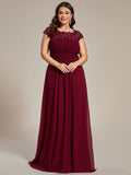 Vestido de dama de honor elegante, largo, de encaje, con mangas cortas, talla personalizada, vestidos de noche formales