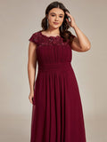 Vestido de dama de honor elegante, largo, de encaje, con mangas cortas, talla personalizada, vestidos de noche formales