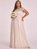 Vestido de dama de honor elegante, largo, de encaje, con mangas cortas, talla personalizada, vestidos de noche formales