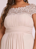 Vestido de dama de honor elegante, largo, de encaje, con mangas cortas, talla personalizada, vestidos de noche formales