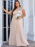 Vestido de dama de honor elegante, largo, de encaje, con mangas cortas, talla personalizada, vestidos de noche formales