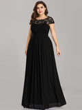 Vestido de dama de honor elegante, largo, de encaje, con mangas cortas, talla personalizada, vestidos de noche formales