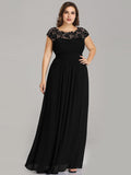 Vestido de dama de honor elegante, largo, de encaje, con mangas cortas, talla personalizada, vestidos de noche formales