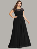 Vestido de dama de honor elegante, largo, de encaje, con mangas cortas, talla personalizada, vestidos de noche formales