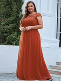 Vestido de dama de honor elegante, largo, de encaje, con mangas cortas, talla personalizada, vestidos de noche formales