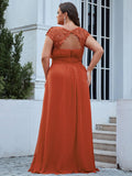 Vestido de dama de honor elegante, largo, de encaje, con mangas cortas, talla personalizada, vestidos de noche formales