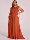 Vestido de dama de honor elegante, largo, de encaje, con mangas cortas, talla personalizada, vestidos de noche formales