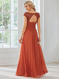 Klassisches Maxikleid mit langen Spitzenärmeln und Flügelärmeln für Brautjungfern, formelle Abend- und Partykleider für Damen